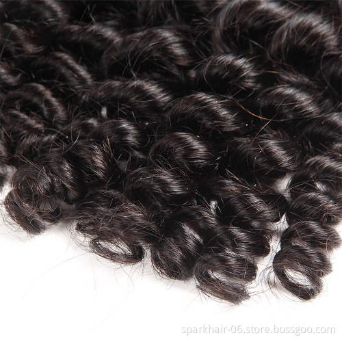 10A SPARK Brazilian Weaving Remy Human Hair Bundles for Women Raw Virgin Hair Extension Weft Natural Black Bouncy Curly FUMI